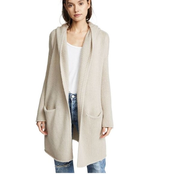 SABLYN Collette Cashmere Hooded Knit Cardigan Sweater Taupe XS - Picture 1 of 8
